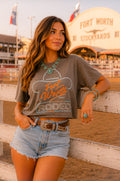 🤎 🩵The Dust & Neon Crop Tee 🩵🤎
